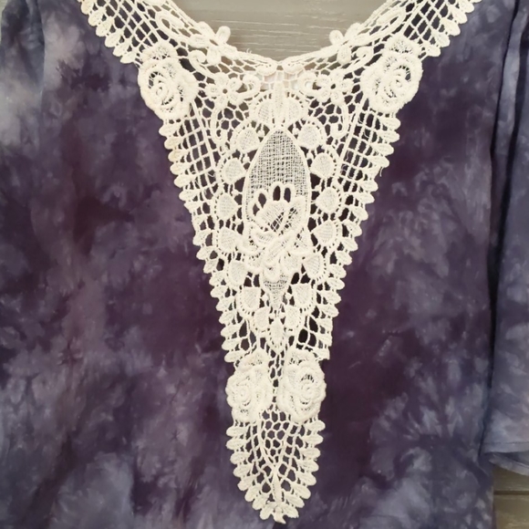 Blue Tie Dye Detailed Lace Blouse - Picture 6 of 8